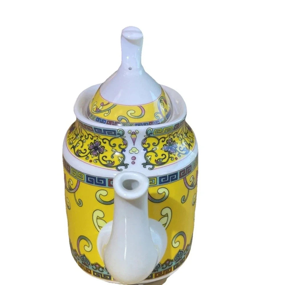 Coastline Imports Gracie‎ China Yellow Dynasty Teapot New Tea Brew Oval 32 oz